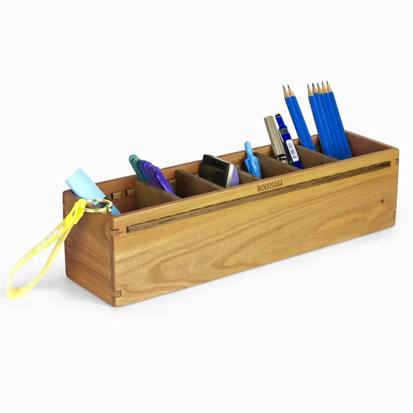 Woodsaka Trey V1 - Ayarlanabilir Çoklu Bölümlü Kalem Kutusu - Büyük - Kiraz ve Ceviz ürün görseli 1