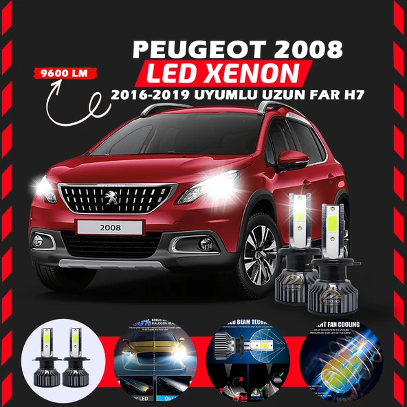 Peugeot 2008 2016-2019 Uzun Far Uyumlu Şimşek Etkili Led Xenon Pro Series H7 ürün görseli 1