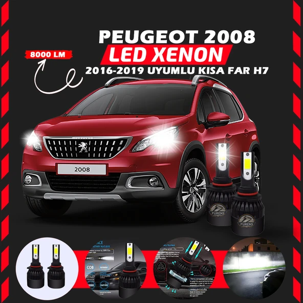 Peugeot 2008 2016-2019 Kısa Far Uyumlu Şimşek Etkili Led Xenon Light Series H7 ürün görseli 1