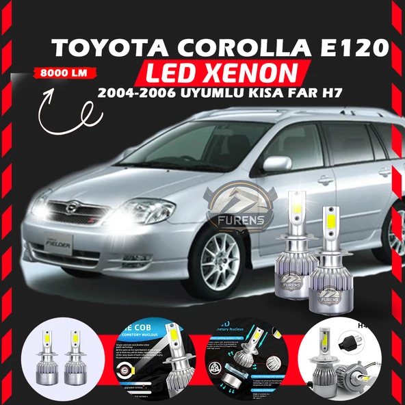 Toyota Corolla E120 2004-2006 Kısa Far Uyumlu Şimşek Etkili Led Xenon Performance Series H7 ürün görseli 1