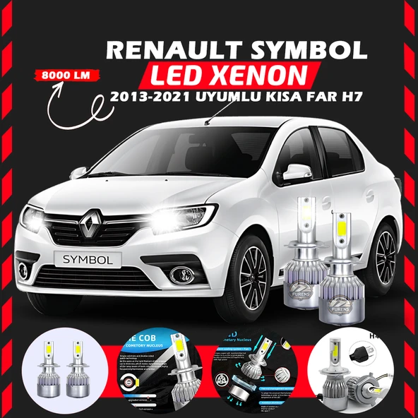 Renault Symbol 2013-2021 Kısa Far Uyumlu Şimşek Etkili Led Xenon Performance Series H7 ürün görseli 1