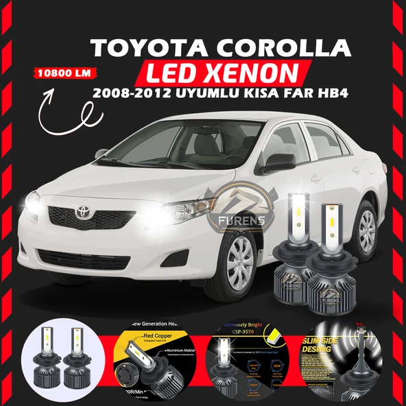 Toyota Corolla 2008-2012 Kısa Far Uyumlu Şimşek Etkili Led Xenon Premium Series HB4 ürün görseli 1