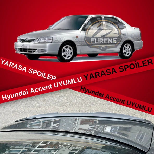 Hyundai Accent Admira Milenyum Bagaj Üstü Yarasa Spoiler Piano Black Bagaj Üstü Spoyler ürün görseli 1
