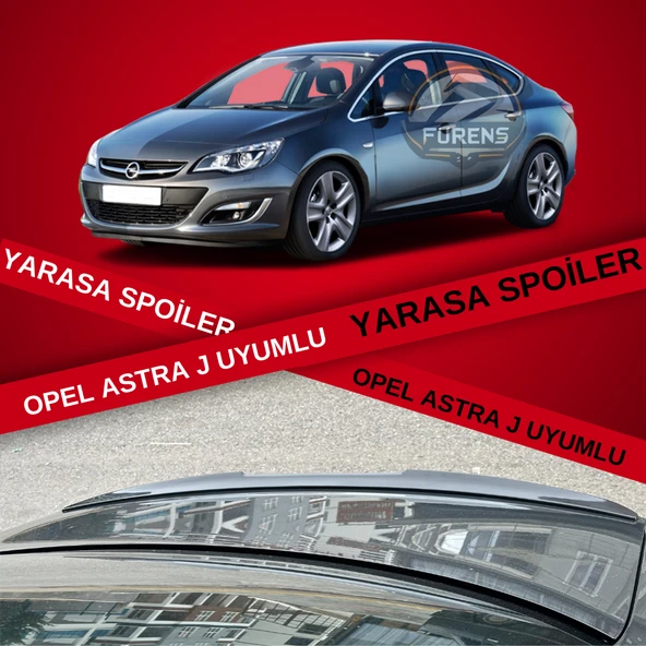 Opel Astra J Sedan Kasa Bagaj Üstü Slim Yarasa Spoiler Piano Black Parlak ürün görseli 1