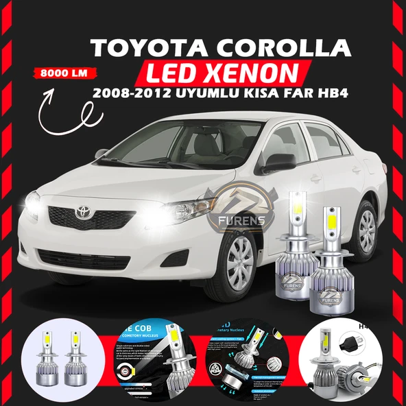 Toyota Corolla 2008-2012 Kısa Far Uyumlu Şimşek Etkili Led Xenon Performance Series HB4 ürün görseli 1