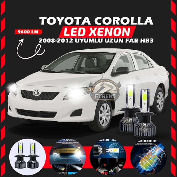 Toyota Corolla 2008-2012 Uzun Far Uyumlu Şimşek Etkili Led Xenon Pro Series HB3 ürün görseli 1