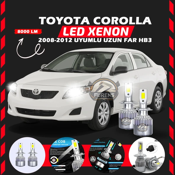 Toyota Corolla 2008-2012 Uzun Far Uyumlu Şimşek Etkili Led Xenon Performance Series HB3 ürün görseli 1