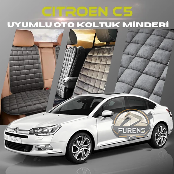 Citroen C5 Antrasit Renk Tay Tüyü Cepli & Terletmez Sırtlı Oto Koltuk Minder Seti - Koltuk Koruma Kılıfı (ÖN & ARKA TAM SET) ürün görseli 1