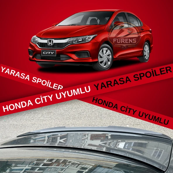 Honda City Bagaj Üstü Slim Yarasa Spoiler Parlak Siyah ürün görseli 1