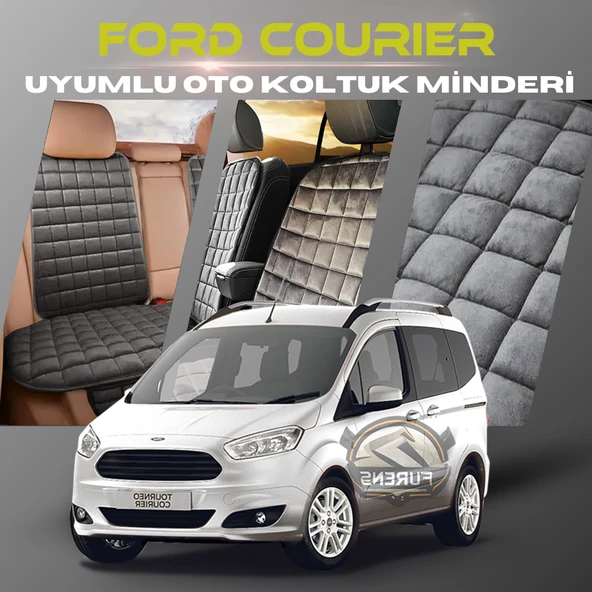 Ford Courier Antrasit Renk Tay Tüyü Cepli & Terletmez Sırtlı Oto Koltuk Minder Seti - Koltuk Koruma Kılıfı (ÖN & ARKA TAM SET) ürün görseli 1