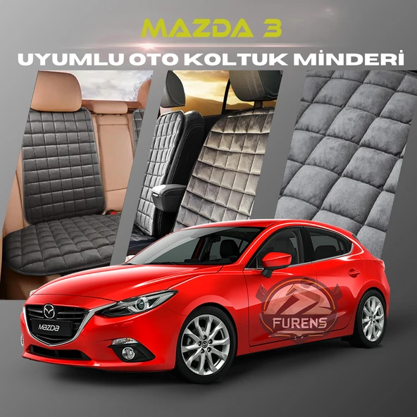 Mazda 3 Antrasit Renk Tay Tüyü Cepli & Terletmez Sırtlı Oto Koltuk Minder Seti - Koltuk Koruma Kılıfı (ÖN & ARKA TAM SET) ürün görseli 1
