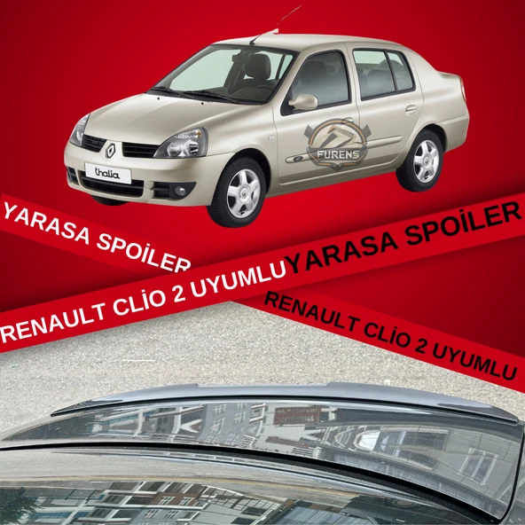 Renault Clio 2 Bagaj Üstü Slim Yarasa Spoiler Parlak Siyah Piano Black 2001-2008 ürün görseli 1