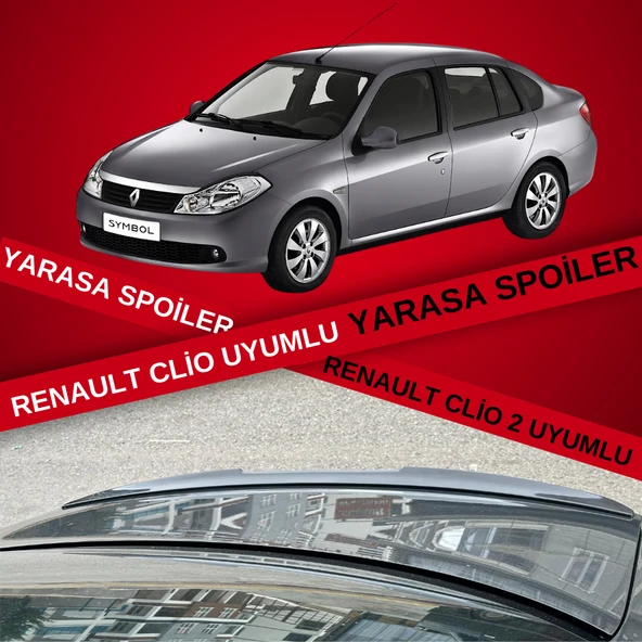 Renault Clio Symbol 2008 - 2012 Talia  Bagaj Üstü Yarasa Spoiler Piano Black ürün görseli 1