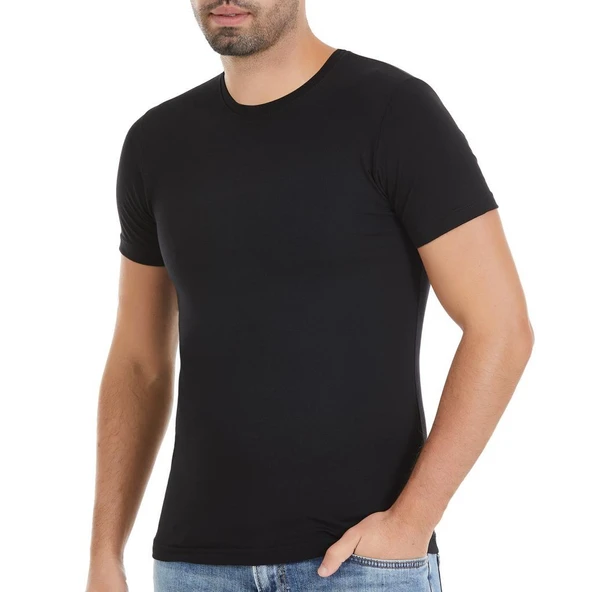 3 Adet Yıldız Erkek Likralı Kısa Kollu T-Shirt Fanila Siyah 91 ürün görseli 1