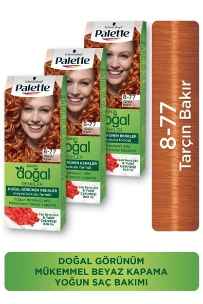 Palette Kalıcı Doğal Renkler Saç Boyası 8-77 Tarçın Bakır Paket 3lu ürün görseli 1