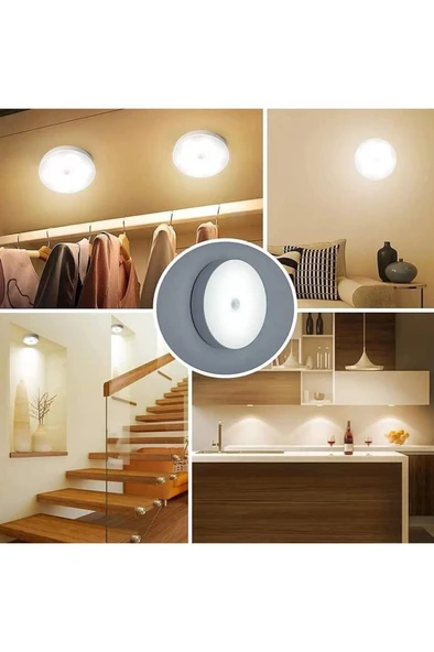 1 Adet 8 Led Hareket Sensörlü Beyaz Işık USB Şarjlı Mıknatıslı Merdiven Oda Dolap Işığı Gece Lambası ürün görseli 1