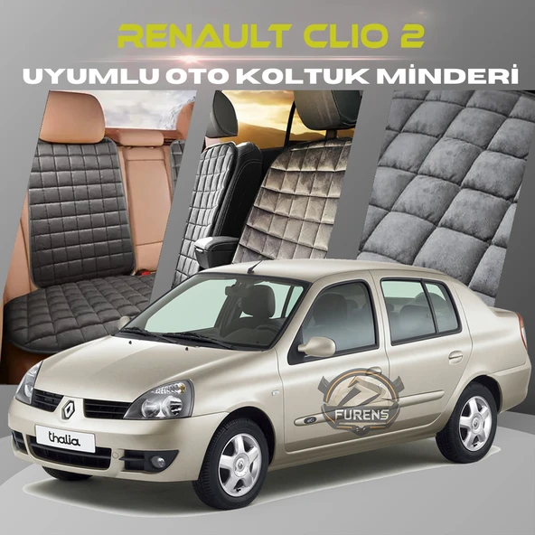 Renault Clio 2 Antrasit Renk Tay Tüyü Cepli & Terletmez Sırtlı Oto Koltuk Minder Seti - Koltuk Koruma Kılıfı (ÖN & ARKA TAM SET) ürün görseli 1