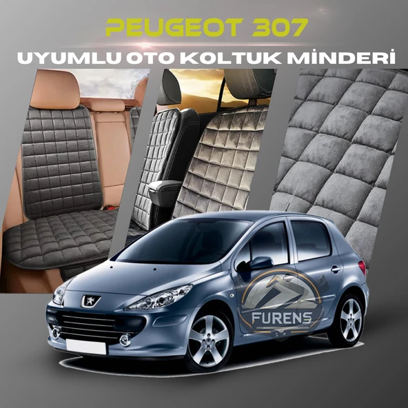 Peugeot 307 Antrasit Renk Tay Tüyü Cepli & Terletmez Sırtlı Oto Koltuk Minder Seti - Koltuk Koruma Kılıfı (ÖN & ARKA TAM SET) ürün görseli 1