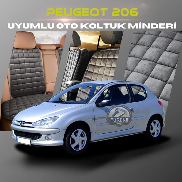 Peugeot 206 Antrasit Renk Tay Tüyü Cepli & Terletmez Sırtlı Oto Koltuk Minder Seti - Koltuk Koruma Kılıfı (ÖN & ARKA TAM SET) ürün görseli 1