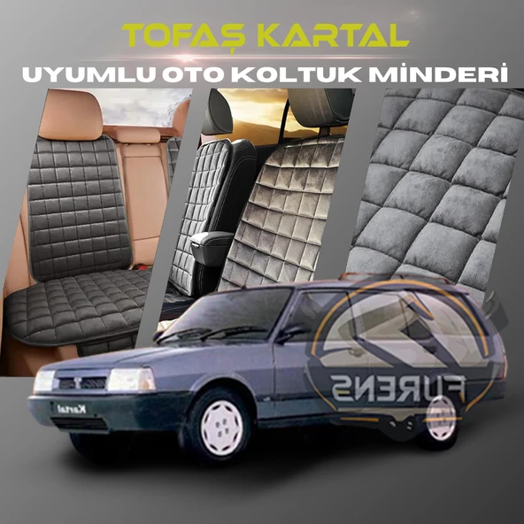 Tofaş Kartal Antrasit Renk Tay Tüyü Cepli & Terletmez Sırtlı Oto Koltuk Minder Seti - Koltuk Koruma Kılıfı (ÖN & ARKA TAM SET) ürün görseli 1