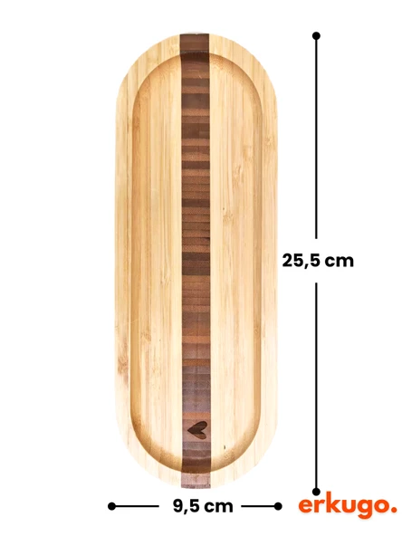 Bambu Kalp Desenli Oval Servis Tabağı, Sunum Tabağı - Resim 3