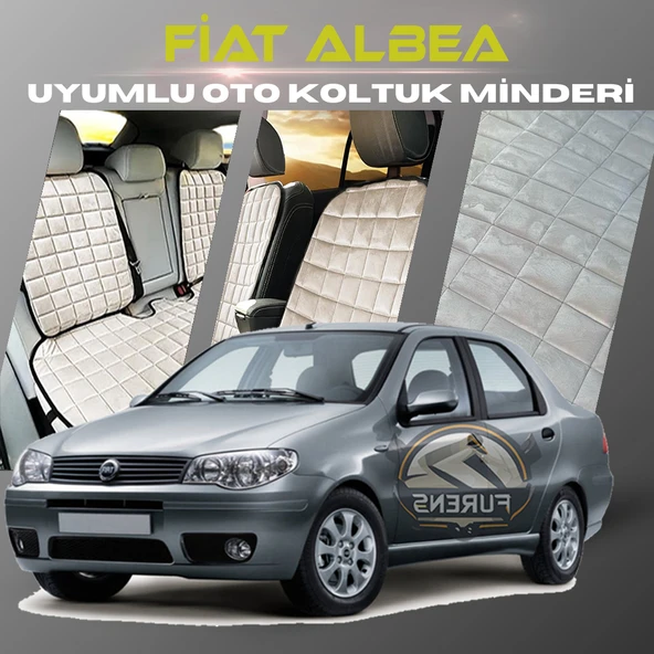 Fiat Albea Bej Renk Tay Tüyü Cepli & Terletmez Sırtlı Oto Koltuk Minder Seti - Koltuk Koruma Kılıfı (ÖN & ARKA TAM SET) ürün görseli 1