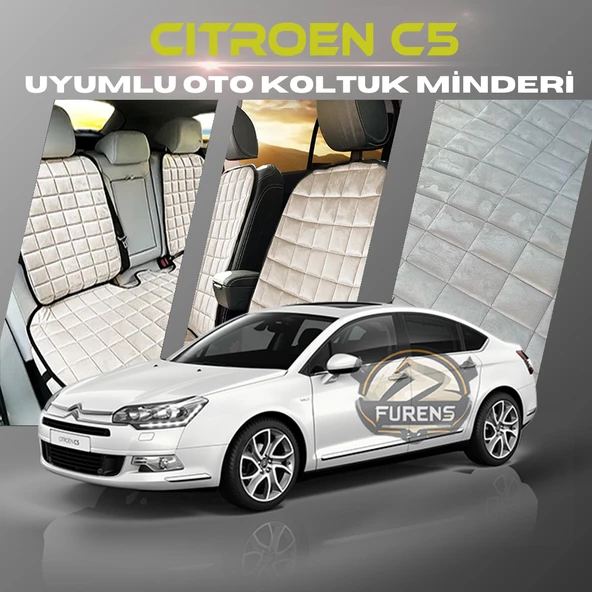 Citroen C5 Bej Renk Tay Tüyü Cepli & Terletmez Sırtlı Oto Koltuk Minder Seti - Koltuk Koruma Kılıfı (ÖN & ARKA TAM SET) ürün görseli 1