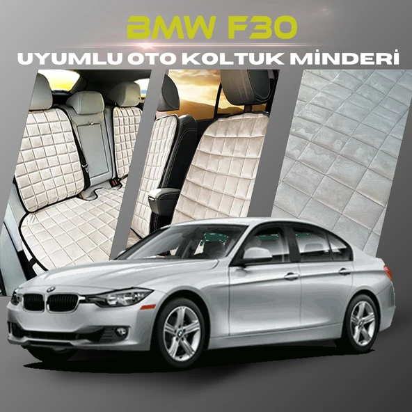 Bmw F30 Bej Renk Tay Tüyü Cepli & Terletmez Sırtlı Oto Koltuk Minder Seti - Koltuk Koruma Kılıfı (ÖN & ARKA TAM SET) ürün görseli 1