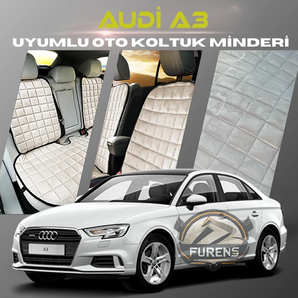 Audi A3 Bej Renk Tay Tüyü Cepli & Terletmez Sırtlı Oto Koltuk Minder Seti - Koltuk Koruma Kılıfı (ÖN & ARKA TAM SET) ürün görseli 1