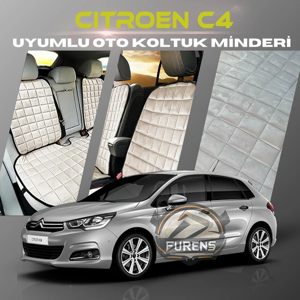 Citroen C4 Bej Renk Tay Tüyü Cepli & Terletmez Sırtlı Oto Koltuk Minder Seti - Koltuk Koruma Kılıfı (ÖN & ARKA TAM SET) ürün görseli 1