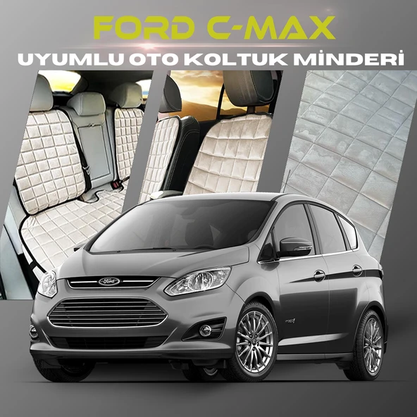Ford C-MAX Bej Renk Tay Tüyü Cepli & Terletmez Sırtlı Oto Koltuk Minder Seti - Koltuk Koruma Kılıfı (ÖN & ARKA TAM SET) ürün görseli 1