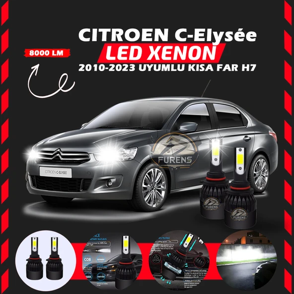 Citroen C-Elysee 2010-2023 Kısa Far Uyumlu Şimşek Etkili Led Xenon Light Series H7 ürün görseli 1