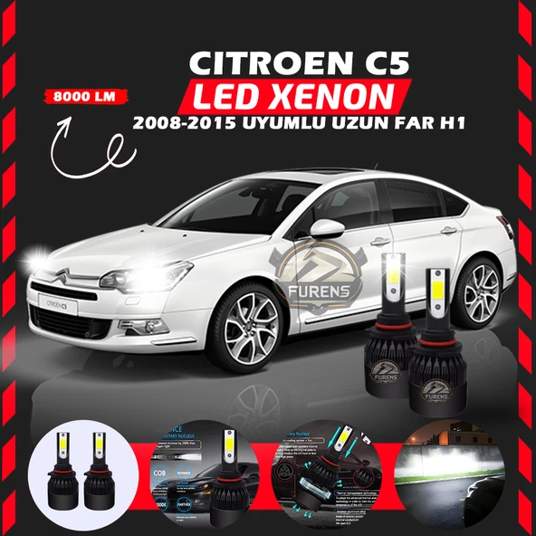 Citroen C5 2008-2015 Uzun Far Uyumlu Şimşek Etkili Led Xenon Light Series H1 ürün görseli 1