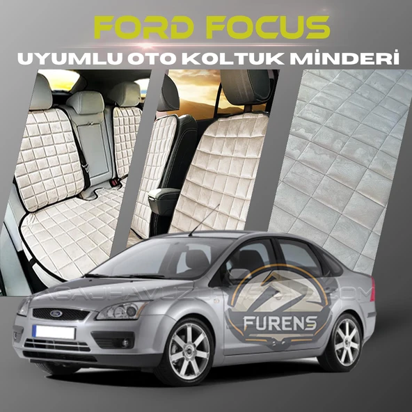 Ford Focus 2 Bej Renk Tay Tüyü Cepli & Terletmez Sırtlı Oto Koltuk Minder Seti - Koltuk Koruma Kılıfı (ÖN & ARKA TAM SET) ürün görseli 1