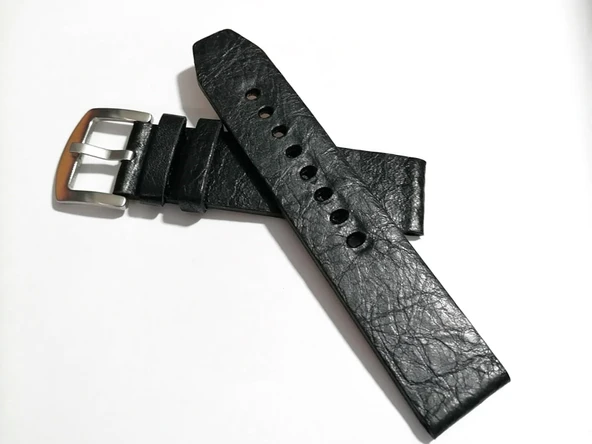 Fado&Her Saate Uyumlu Hakiki Grizi Deri Saat Kordonu 22  mm  (167)  siyah ürün görseli 1