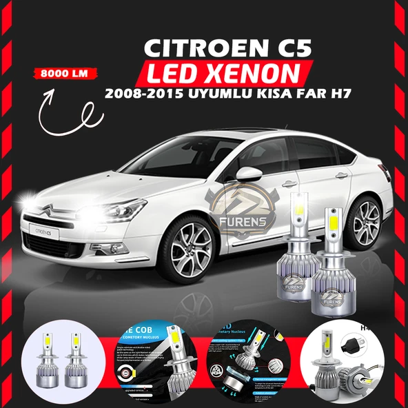 Citroen C4 2012-2017 Uzun Far Uyumlu Şimşek Etkili Led Xenon Performance Series H7 ürün görseli 1