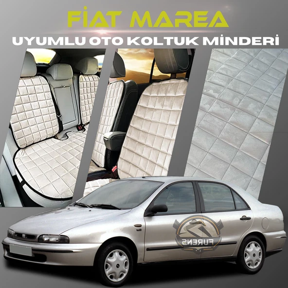 Fiat Marea Bej Renk Tay Tüyü Cepli & Terletmez Sırtlı Oto Koltuk Minder Seti - Koltuk Koruma Kılıfı (ÖN & ARKA TAM SET) ürün görseli 1