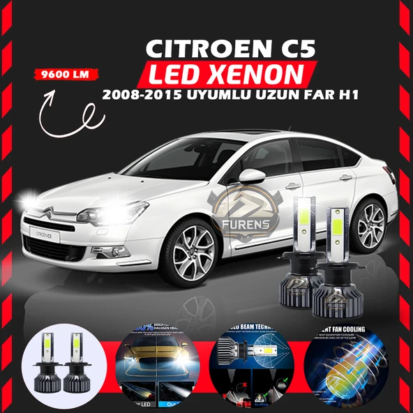 Citroen C5 2008-2015 Uzun Far Uyumlu Şimşek Etkili Led Xenon Pro Series H1 ürün görseli 1