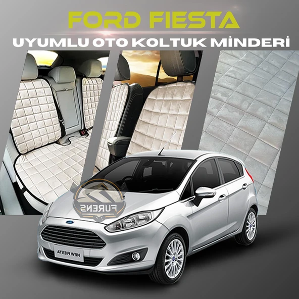 Ford Fiesta Bej Renk Tay Tüyü Cepli & Terletmez Sırtlı Oto Koltuk Minder Seti - Koltuk Koruma Kılıfı (ÖN & ARKA TAM SET) ürün görseli 1