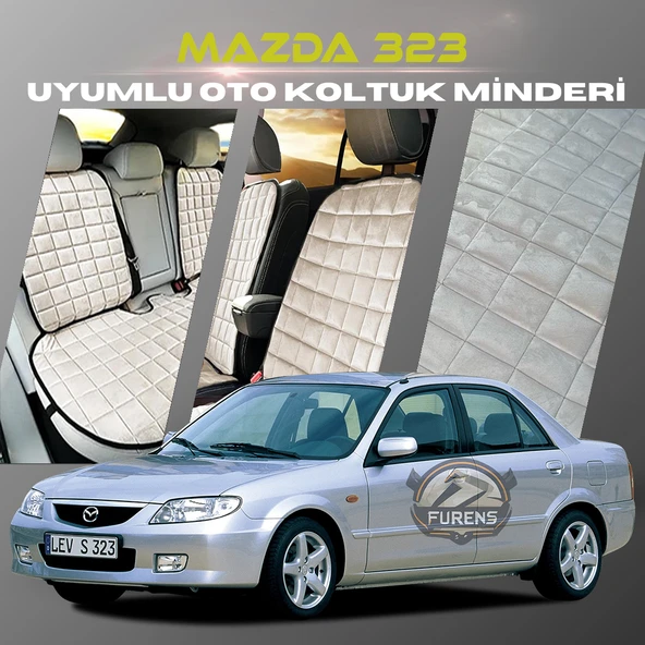 Mazda 323 Bej Renk Tay Tüyü Cepli & Terletmez Sırtlı Oto Koltuk Minder Seti - Koltuk Koruma Kılıfı (ÖN & ARKA TAM SET) ürün görseli 1