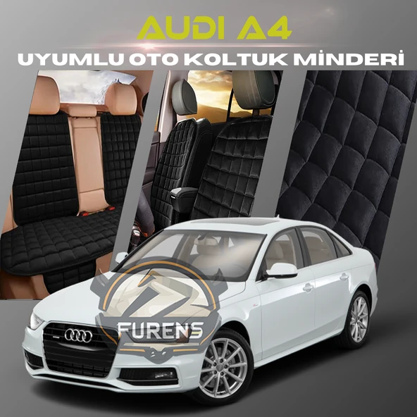 Audi A4 Siyah Renk Tay Tüyü Cepli & Terletmez Sırtlı Oto Koltuk Minder Seti - Koltuk Koruma Kılıfı (ÖN & ARKA TAM SET) ürün görseli 1