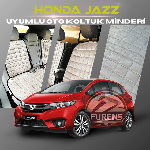Honda Jazz Bej Renk Tay Tüyü Cepli & Terletmez Sırtlı Oto Koltuk Minder Seti - Koltuk Koruma Kılıfı (ÖN & ARKA TAM SET) ürün görseli 1