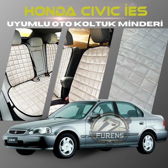 Honda İes Parlak Bej Renk Tay Tüyü Cepli & Terletmez Sırtlı Oto Koltuk Minder Seti - Koltuk Koruma Kılıfı (ÖN & ARKA TAM SET) ürün görseli 1
