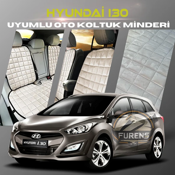 Hyundai İ30 Bej Renk Tay Tüyü Cepli & Terletmez Sırtlı Oto Koltuk Minder Seti - Koltuk Koruma Kılıfı (ÖN & ARKA TAM SET) ürün görseli 1
