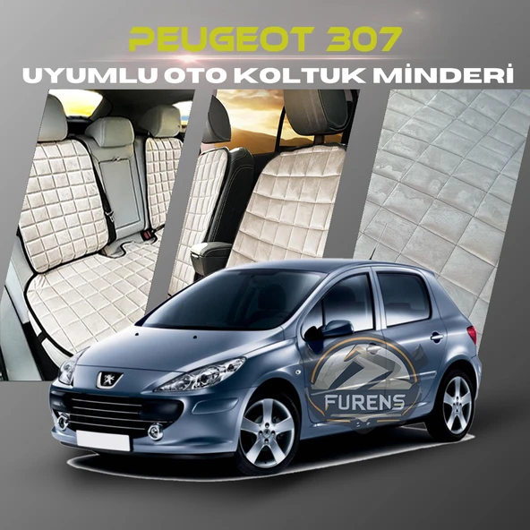 Peugeot 307 Bej Renk Tay Tüyü Cepli & Terletmez Sırtlı Oto Koltuk Minder Seti - Koltuk Koruma Kılıfı (ÖN & ARKA TAM SET) ürün görseli 1
