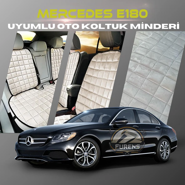 Mercedes E180 Bej Renk Tay Tüyü Cepli & Terletmez Sırtlı Oto Koltuk Minder Seti - Koltuk Koruma Kılıfı (ÖN & ARKA TAM SET) ürün görseli 1