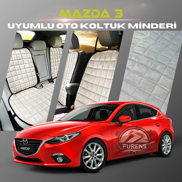Mazda 3 Bej Renk Tay Tüyü Cepli & Terletmez Sırtlı Oto Koltuk Minder Seti - Koltuk Koruma Kılıfı (ÖN & ARKA TAM SET) ürün görseli 1