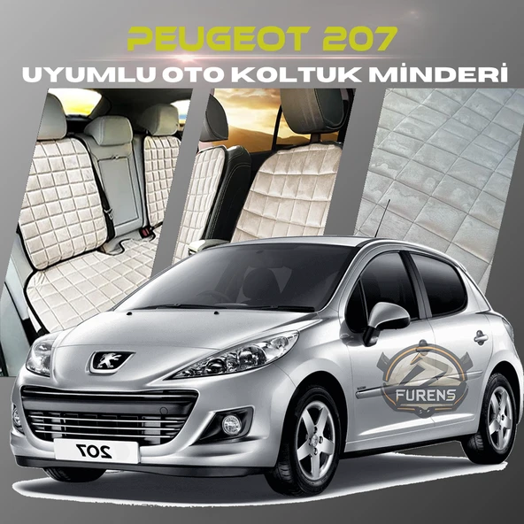 Peugeot 207 Bej Renk Tay Tüyü Cepli & Terletmez Sırtlı Oto Koltuk Minder Seti - Koltuk Koruma Kılıfı (ÖN & ARKA TAM SET) ürün görseli 1