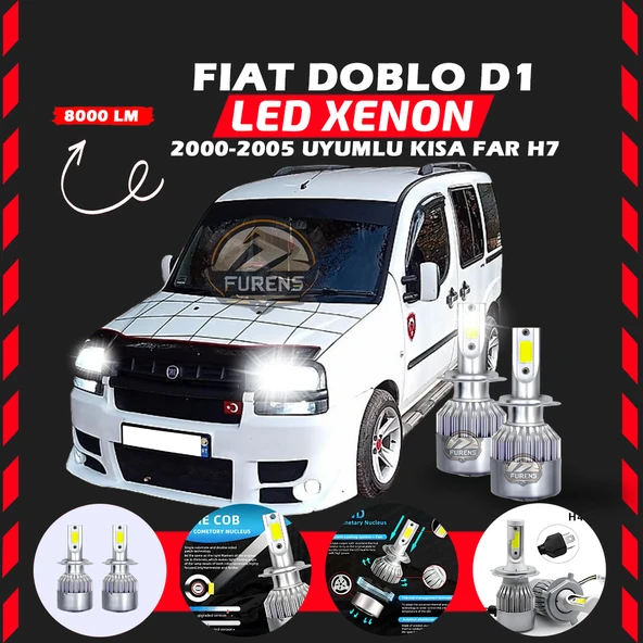 Fiat Doblo D1 2000-2005 Kısa Far Uyumlu Şimşek Etkili Led Xenon Performance Series H7 ürün görseli 1