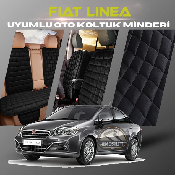 Fiat Linea Siyah Renk Tay Tüyü Cepli & Terletmez Sırtlı Oto Koltuk Minder Seti - Koltuk Koruma Kılıfı (ÖN & ARKA TAM SET) ürün görseli 1